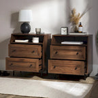 Lot de 2 tables de chevet modernes avec 2 tiroirs et ports USB, 56 cm (L) x 41 cm (P) x 66 cm (H), MDF, Contemporain