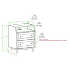 Lot de 2 tables de chevet modernes avec 2 tiroirs et ports USB, 56 cm (L) x 41 cm (P) x 66 cm (H), MDF, Contemporain