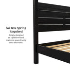 Lit King size à baldaquin minimaliste noir/pin naturel, pin massif et MDF, sans sommier à ressorts, 79,63" de large