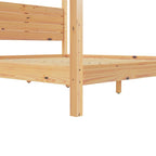 Lit King size à baldaquin minimaliste noir/pin naturel, pin massif et MDF, sans sommier à ressorts, 79,63" de large