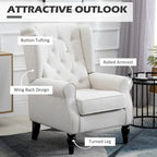 Fauteuil d'appoint haut à dossier capitonné, blanc, pieds en eucalyptus, 1 place