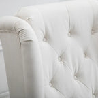 Fauteuil d'appoint haut à dossier capitonné, blanc, pieds en eucalyptus, 1 place