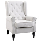 Fauteuil d'appoint haut à dossier capitonné, blanc, pieds en eucalyptus, 1 place