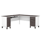Bureau d'angle avec rangements, 72" de large, tiroir clavier coulissant, tiroir classeur, 1 place, 10 coloris