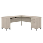 Bureau d'angle avec rangements, 72" de large, tiroir clavier coulissant, tiroir classeur, 1 place, 10 coloris