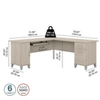 Bureau d'angle avec rangements, 72" de large, tiroir clavier coulissant, tiroir classeur, 1 place, 10 coloris