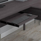 Bureau d'angle avec rangements, 72" de large, tiroir clavier coulissant, tiroir classeur, 1 place, 10 coloris