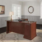 Bureau d'ordinateur en L avec tiroirs, cerisier/gris/chêne blanc, traditionnel, 1 place assise