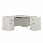 Bureau d'ordinateur en L avec tiroirs, cerisier/gris/chêne blanc, traditionnel, 1 place assise