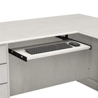 Bureau d'ordinateur en L avec tiroirs, cerisier/gris/chêne blanc, traditionnel, 1 place assise