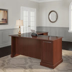 Bureau d'ordinateur en L avec tiroirs, cerisier/gris/chêne blanc, traditionnel, 1 place assise