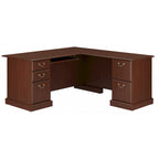 Bureau d'ordinateur en L avec tiroirs, cerisier/gris/chêne blanc, traditionnel, 1 place assise