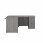 Bureau d'ordinateur en L avec tiroirs, cerisier/gris/chêne blanc, traditionnel, 1 place assise