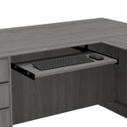 Bureau d'ordinateur en L avec tiroirs, cerisier/gris/chêne blanc, traditionnel, 1 place assise