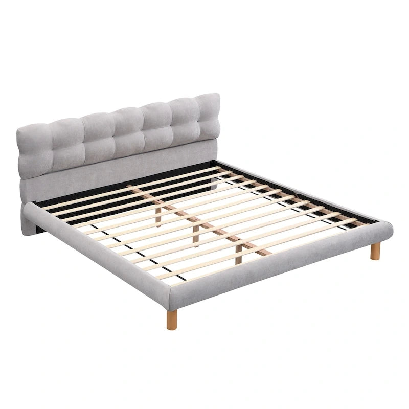 Lit plateforme rembourré en bouclette, taille grand lit/très grand lit