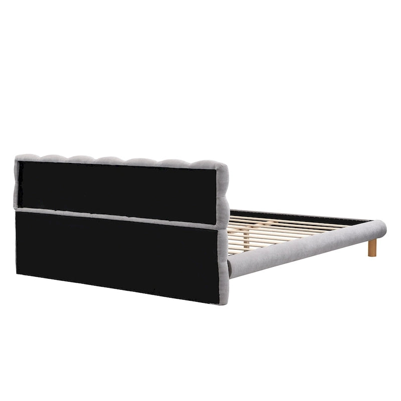 Lit plateforme rembourré en bouclette, taille grand lit/très grand lit