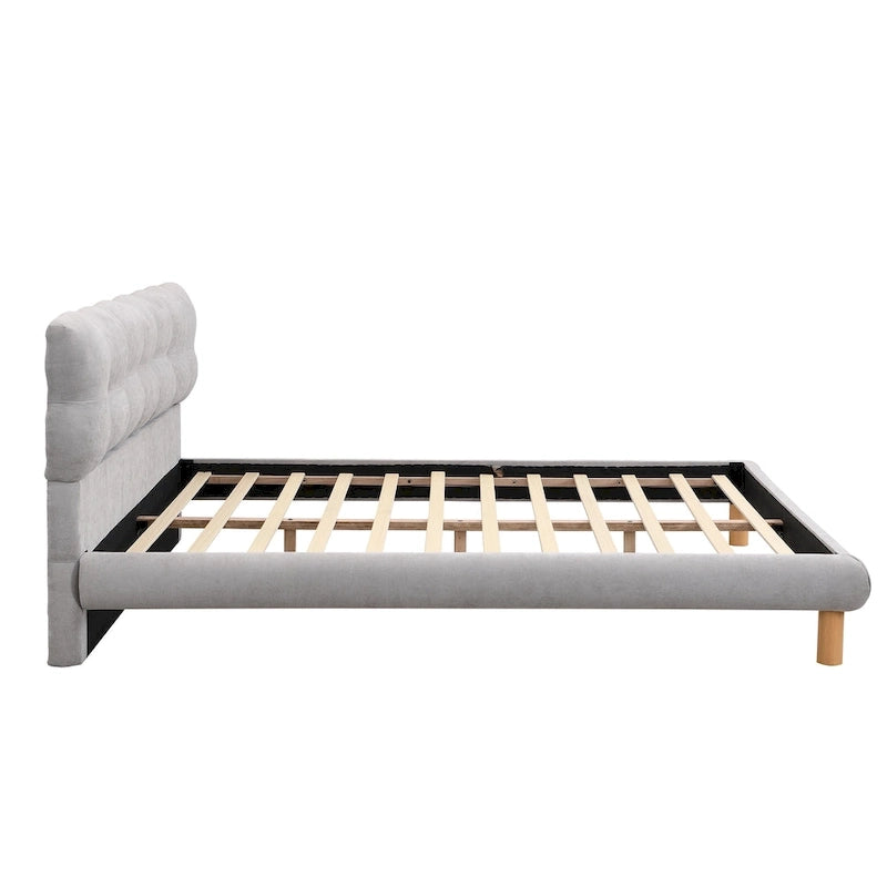 Lit plateforme rembourré en bouclette, taille grand lit/très grand lit