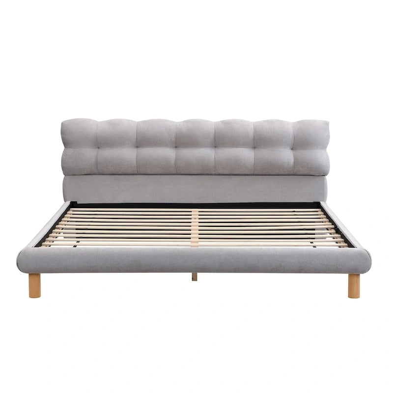 Lit plateforme rembourré en bouclette, taille grand lit/très grand lit