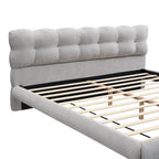 Lit plateforme rembourré en bouclette, taille grand lit/très grand lit