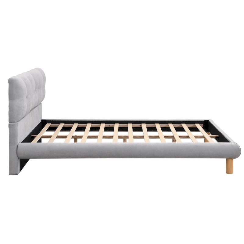 Lit plateforme rembourré en bouclette, taille grand lit/très grand lit