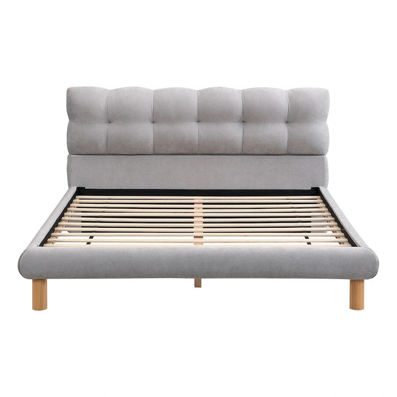 Lit plateforme rembourré en bouclette, taille grand lit/très grand lit