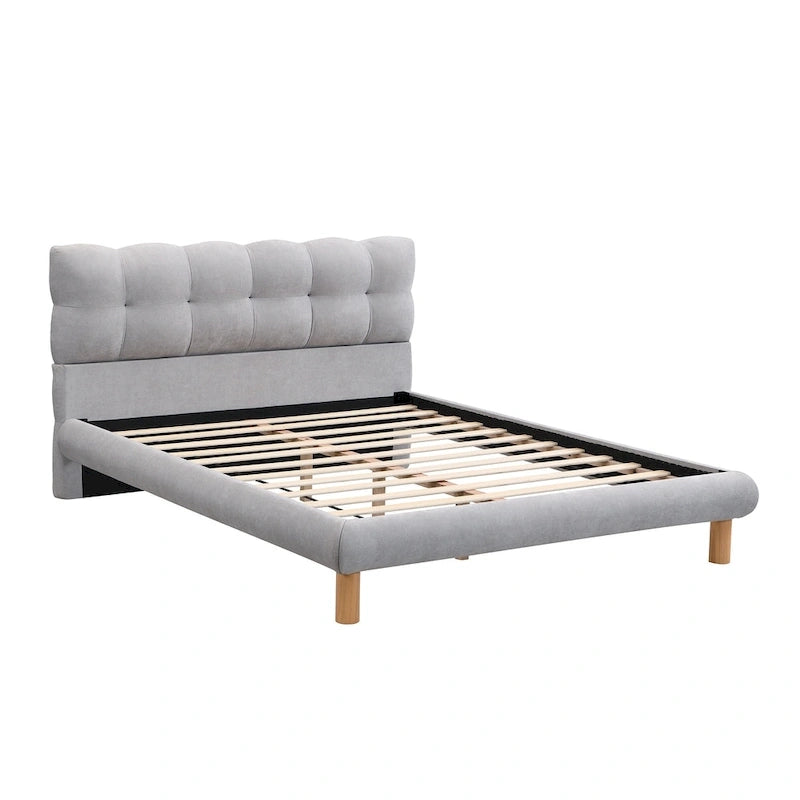 Lit plateforme rembourré en bouclette, taille grand lit/très grand lit