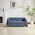 Causeuse Boucle 63 po, Arrondie, Pieds en bois de bouleau, Blanc/Olive/Caramel/Bleu marine/Amande, 2 places