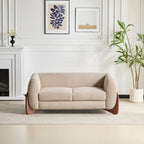 Causeuse Boucle 63 po, Arrondie, Pieds en bois de bouleau, Blanc/Olive/Caramel/Bleu marine/Amande, 2 places