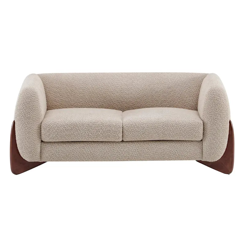 Causeuse Boucle 63 po, Arrondie, Pieds en bois de bouleau, Blanc/Olive/Caramel/Bleu marine/Amande, 2 places