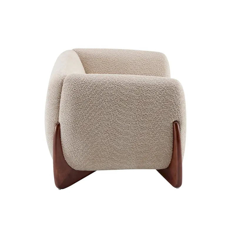 Causeuse Boucle 63 po, Arrondie, Pieds en bois de bouleau, Blanc/Olive/Caramel/Bleu marine/Amande, 2 places