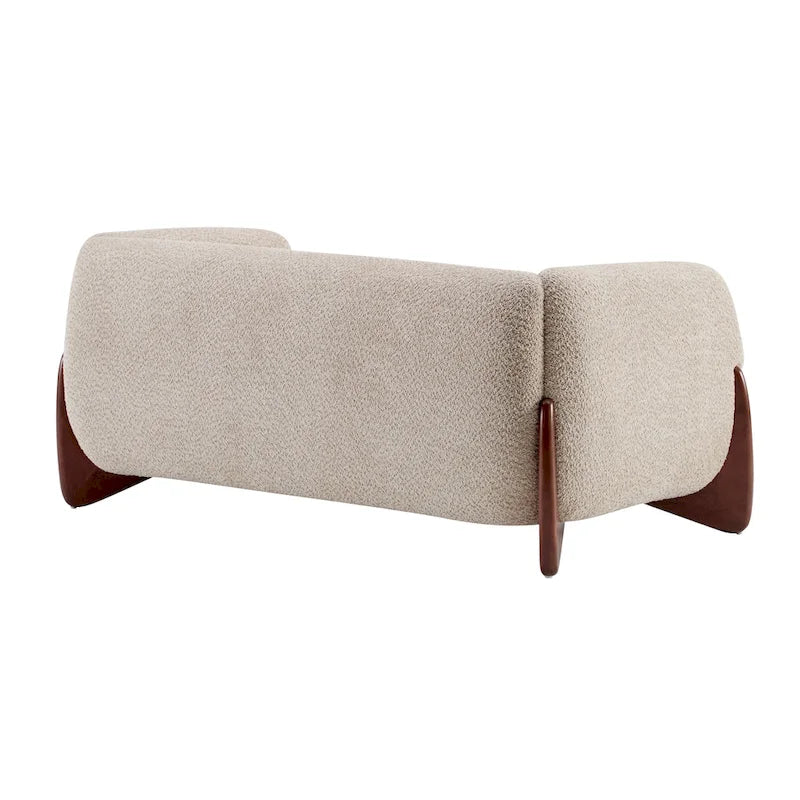 Causeuse Boucle 63 po, Arrondie, Pieds en bois de bouleau, Blanc/Olive/Caramel/Bleu marine/Amande, 2 places