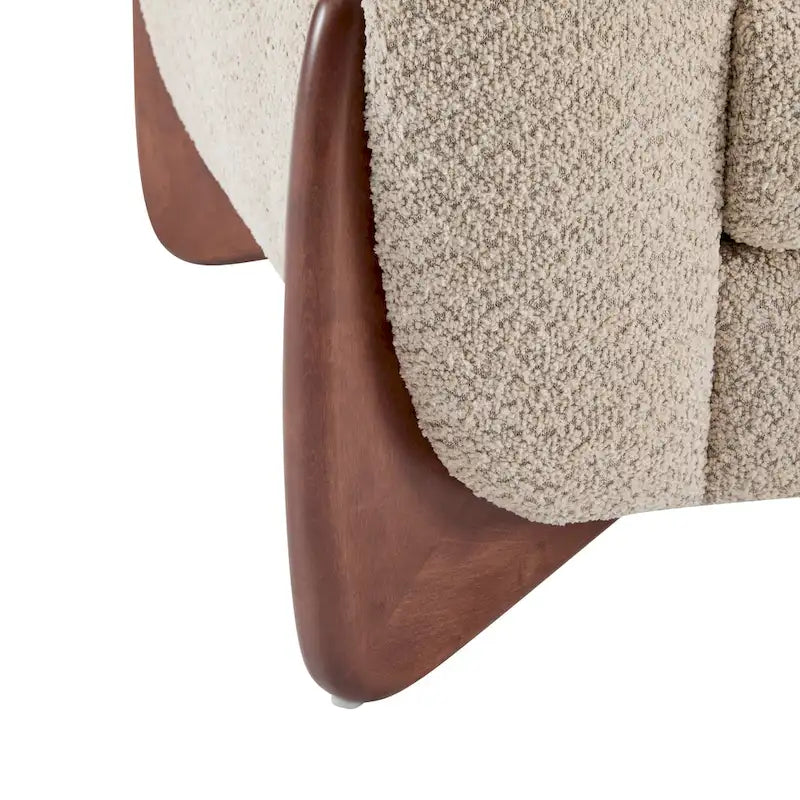 Causeuse Boucle 63 po, Arrondie, Pieds en bois de bouleau, Blanc/Olive/Caramel/Bleu marine/Amande, 2 places