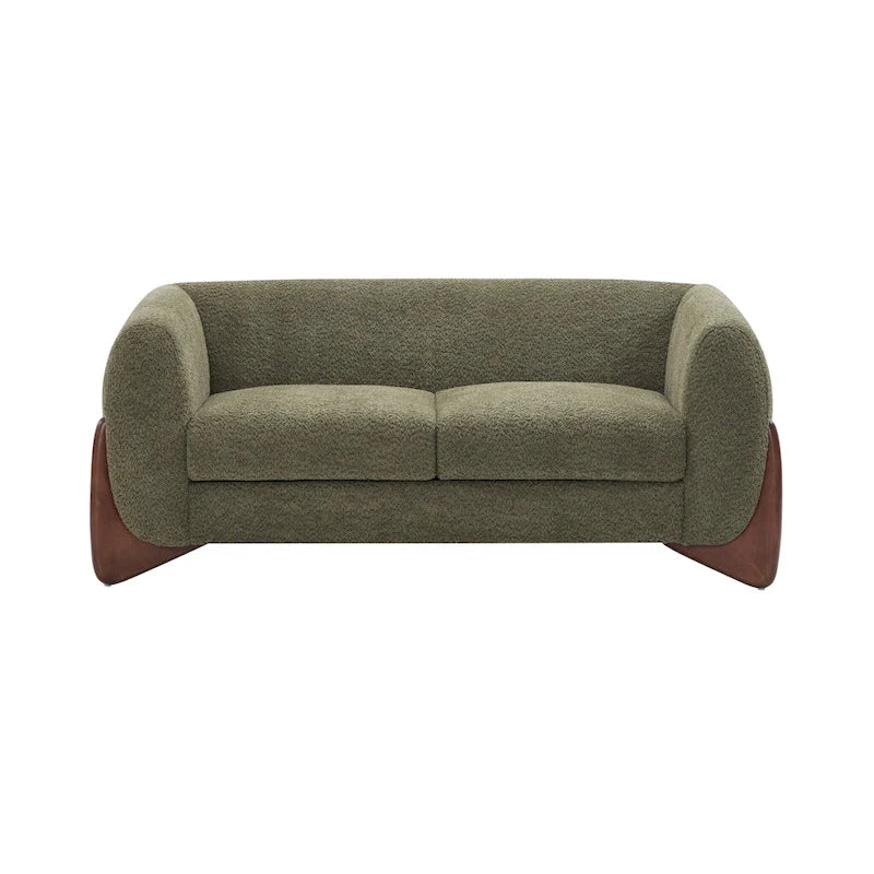 Causeuse Boucle 63 po, Arrondie, Pieds en bois de bouleau, Blanc/Olive/Caramel/Bleu marine/Amande, 2 places