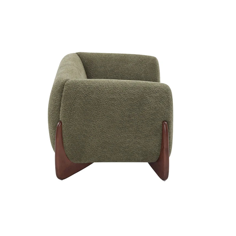 Causeuse Boucle 63 po, Arrondie, Pieds en bois de bouleau, Blanc/Olive/Caramel/Bleu marine/Amande, 2 places