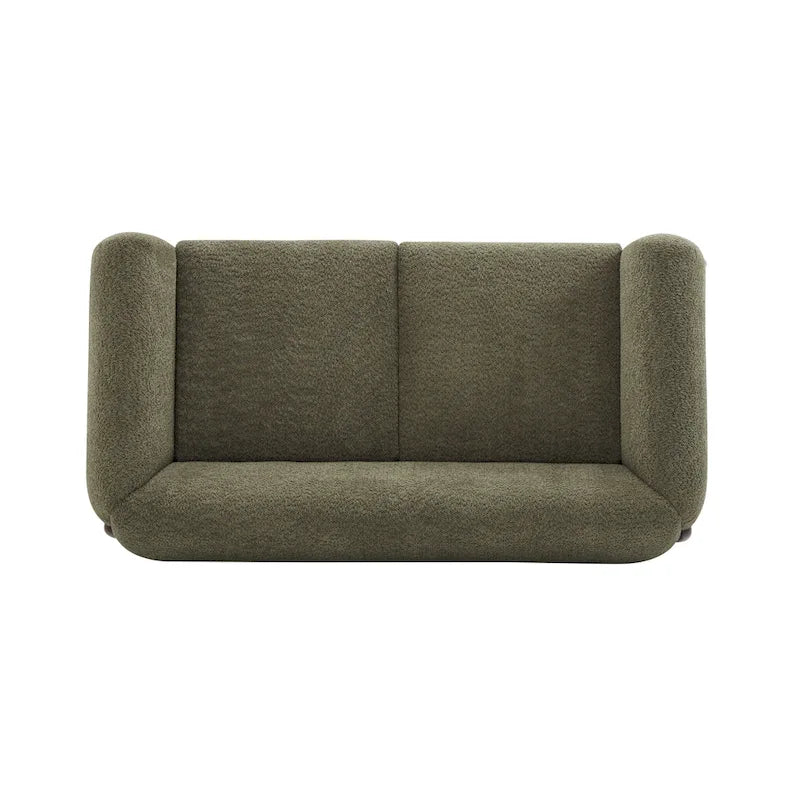 Causeuse Boucle 63 po, Arrondie, Pieds en bois de bouleau, Blanc/Olive/Caramel/Bleu marine/Amande, 2 places