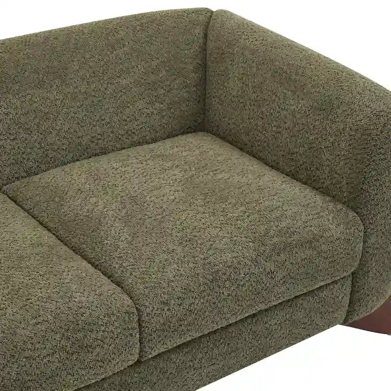 Causeuse Boucle 63 po, Arrondie, Pieds en bois de bouleau, Blanc/Olive/Caramel/Bleu marine/Amande, 2 places