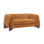 Causeuse Boucle 63 po, Arrondie, Pieds en bois de bouleau, Blanc/Olive/Caramel/Bleu marine/Amande, 2 places