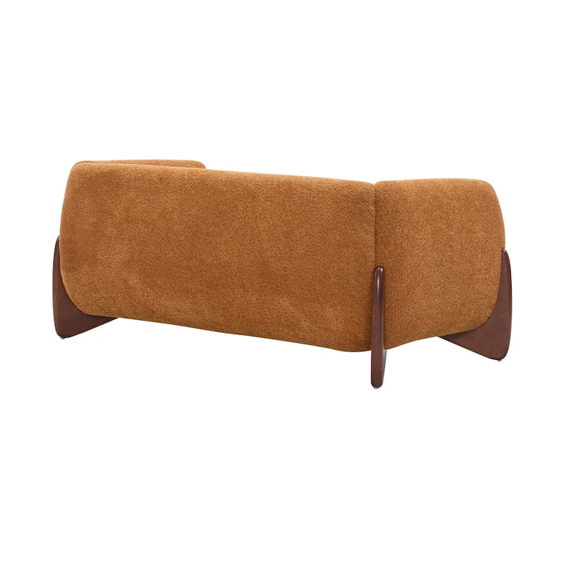 Causeuse Boucle 63 po, Arrondie, Pieds en bois de bouleau, Blanc/Olive/Caramel/Bleu marine/Amande, 2 places