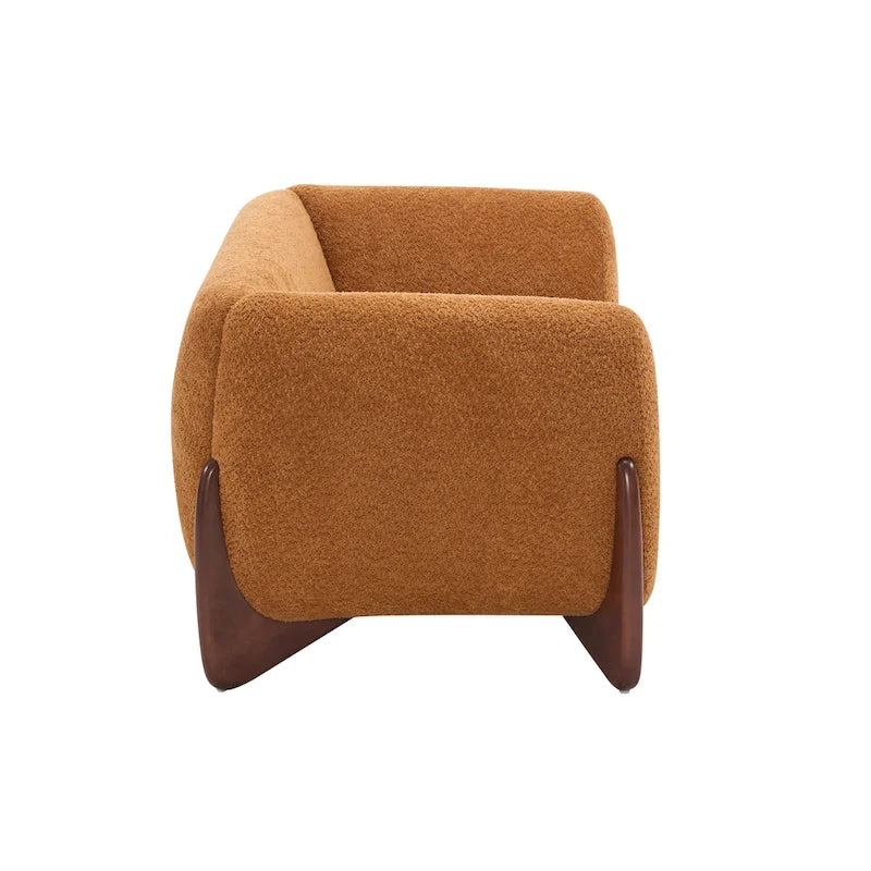 Causeuse Boucle 63 po, Arrondie, Pieds en bois de bouleau, Blanc/Olive/Caramel/Bleu marine/Amande, 2 places