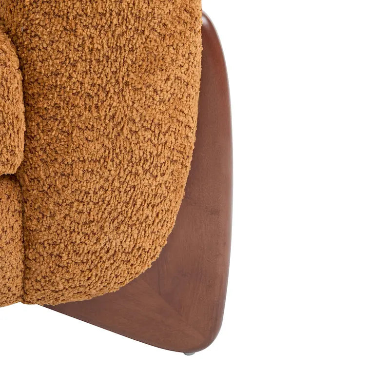 Causeuse Boucle 63 po, Arrondie, Pieds en bois de bouleau, Blanc/Olive/Caramel/Bleu marine/Amande, 2 places