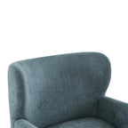 Fauteuil club à oreilles, mi-siècle, velours moelleux, pieds en bois massif et bouleau, 1 place, bleu/marron
