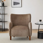 Fauteuil club à oreilles, mi-siècle, velours moelleux, pieds en bois massif et bouleau, 1 place, bleu/marron