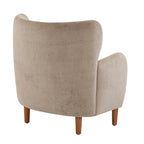 Fauteuil club à oreilles, mi-siècle, velours moelleux, pieds en bois massif et bouleau, 1 place, bleu/marron