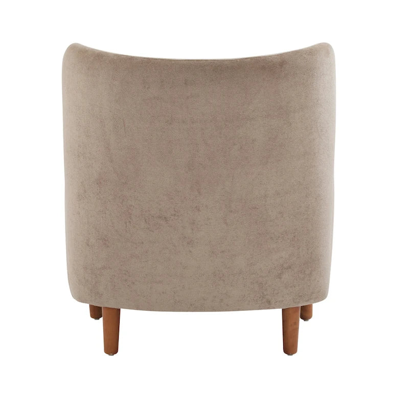 Fauteuil club à oreilles, mi-siècle, velours moelleux, pieds en bois massif et bouleau, 1 place, bleu/marron