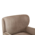 Fauteuil club à oreilles, mi-siècle, velours moelleux, pieds en bois massif et bouleau, 1 place, bleu/marron