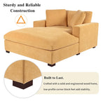 Canapé-méridienne surdimensionné, tissu et pieds en bois massif, 136 cm L x 180 cm P, 250 kg, jaune/gris/beige