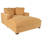 Canapé-méridienne surdimensionné, tissu et pieds en bois massif, 136 cm L x 180 cm P, 250 kg, jaune/gris/beige
