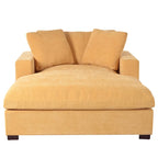 Canapé-méridienne surdimensionné, tissu et pieds en bois massif, 136 cm L x 180 cm P, 250 kg, jaune/gris/beige