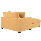 Canapé-méridienne surdimensionné, tissu et pieds en bois massif, 136 cm L x 180 cm P, 250 kg, jaune/gris/beige