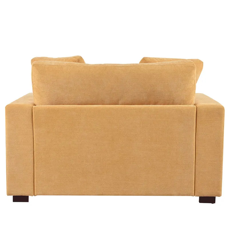 Canapé-méridienne surdimensionné, tissu et pieds en bois massif, 136 cm L x 180 cm P, 250 kg, jaune/gris/beige